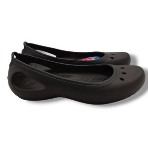 Crocs Kadee Flat Womens 9 Espresso Brown Relaxed Fit Slip On Cutouts